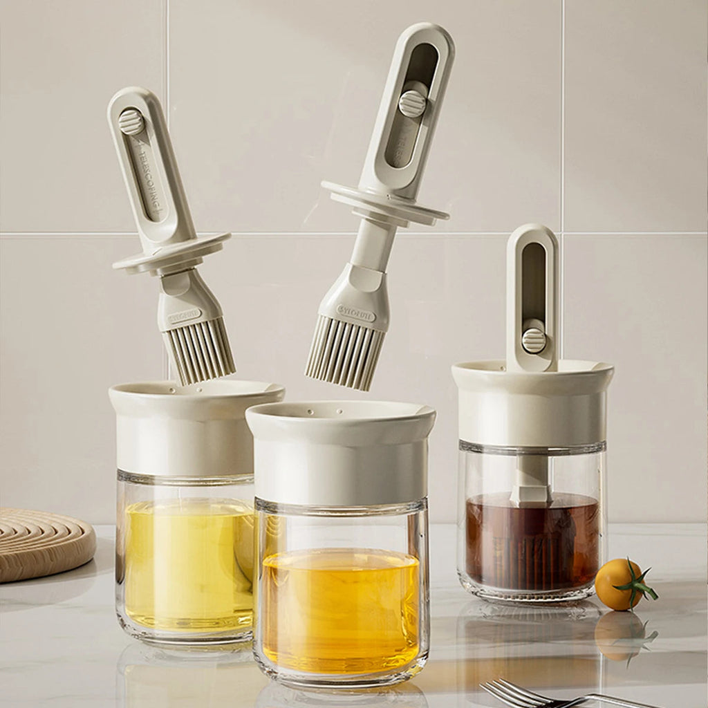 Telescopic Oil Brush Integrated Bottle Adjustable Length High Temperature Resistant Household Kitchen Barbecue Baking Tool