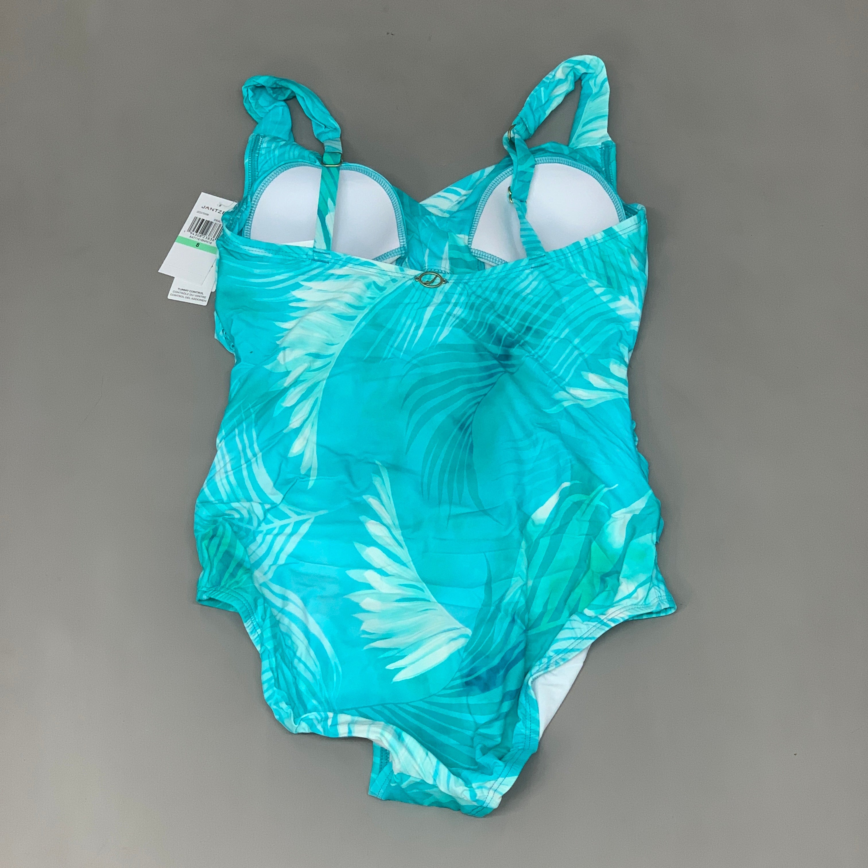 JANTZEN Womens Bathing Suit Patterned One Piece Sz-22W Ideal Teal JZ22706M