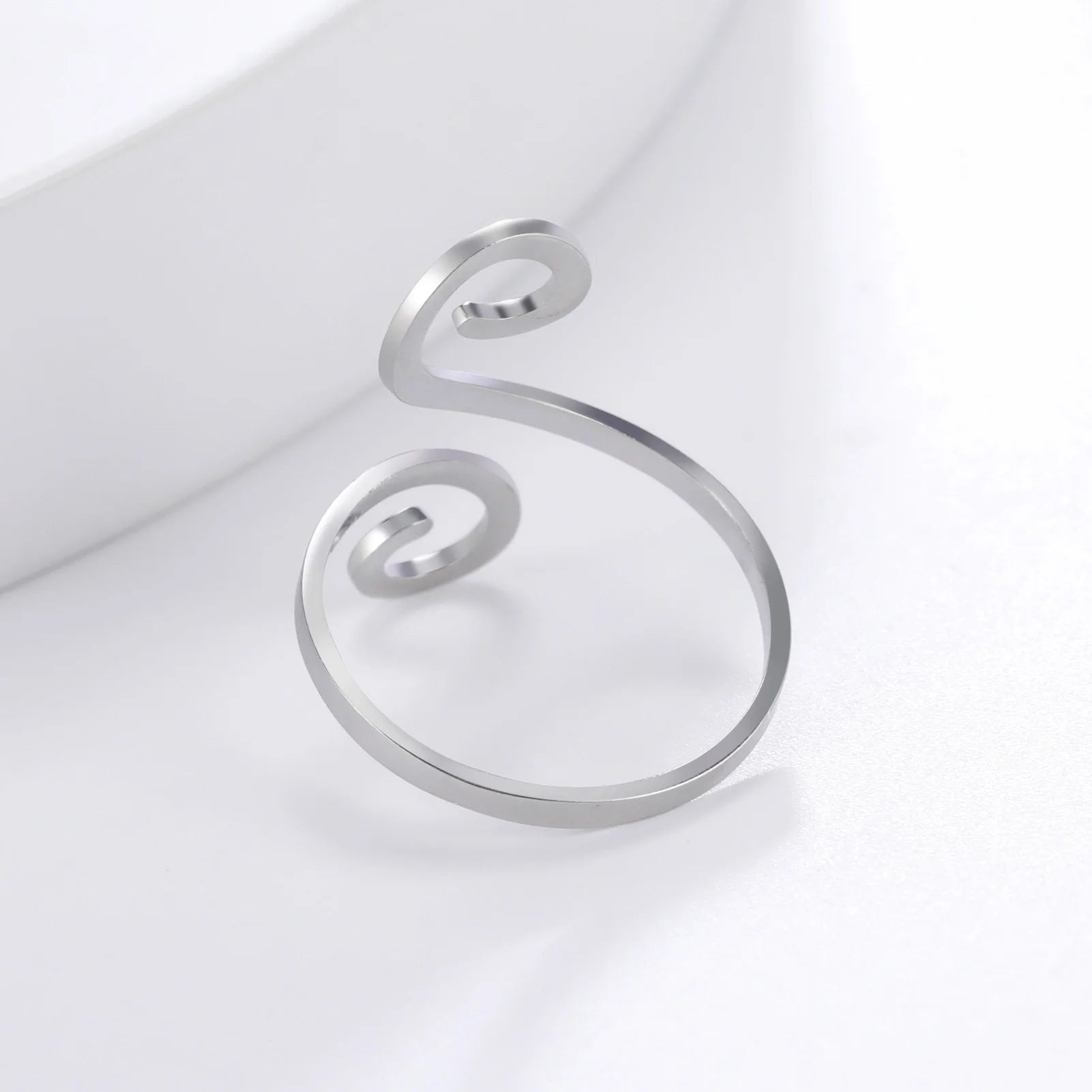 Stainless Steel Large Spiral Ring Women Gold Color Adjustable Finger Rings Minimalist Jewelry Valentine Gift New In