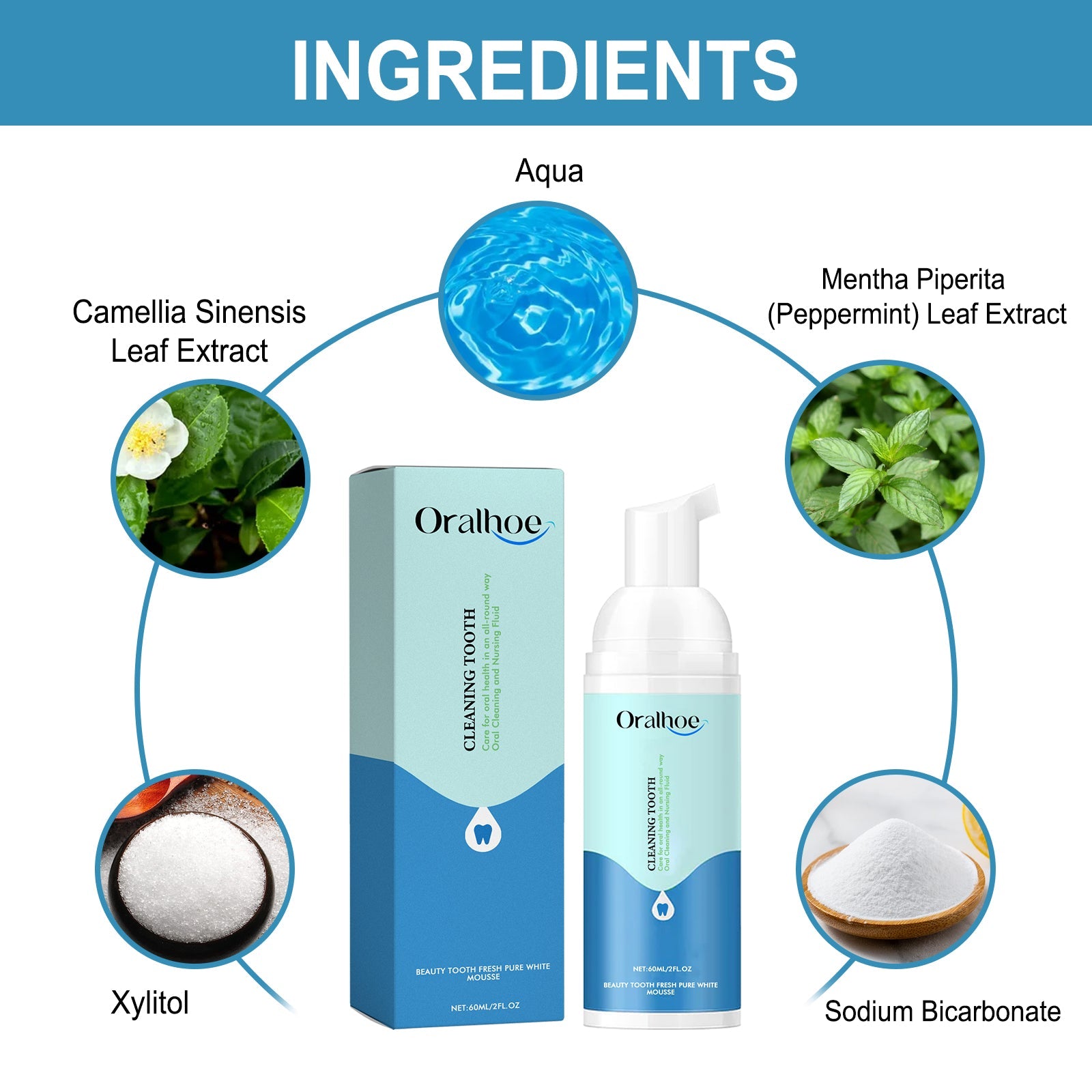 Beauty Tooth Fresh Pure White Mousse, Clean Bad Breath Stains White Teeth Care Gums Care Toothpaste