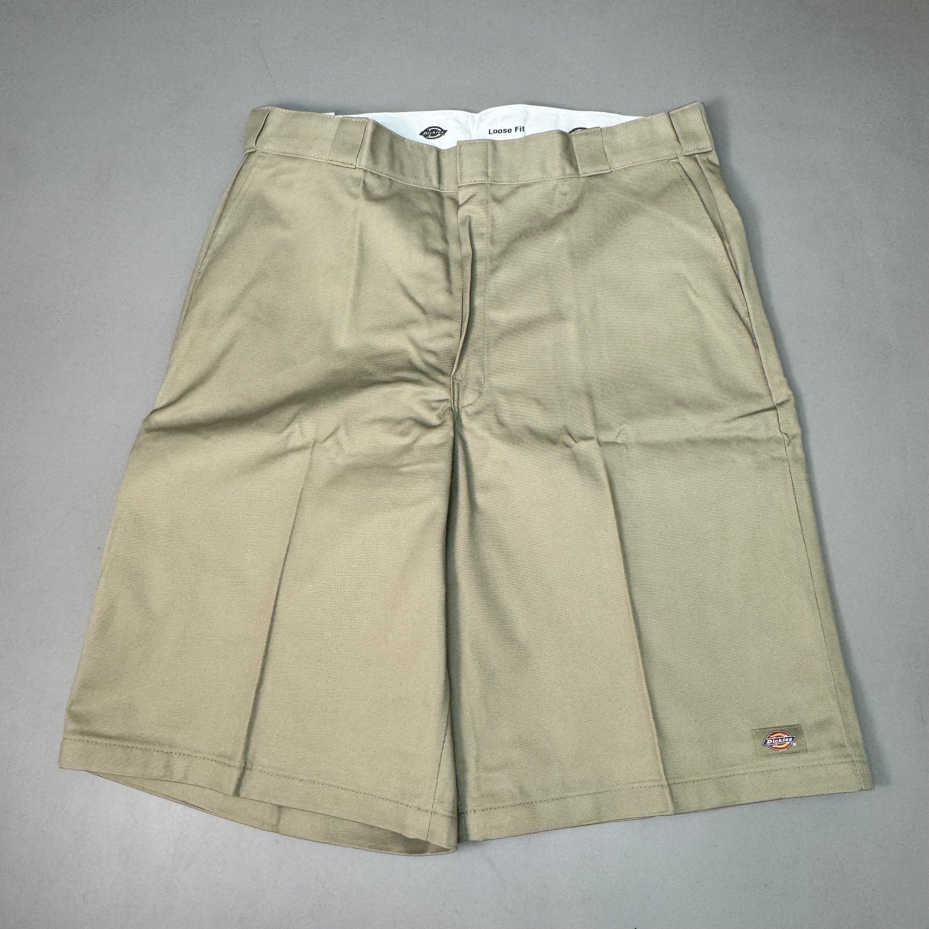 DICKIES Loose Fit Twill Work Shorts 13" Inseam Men's Sz 38 Khaki 42283KH