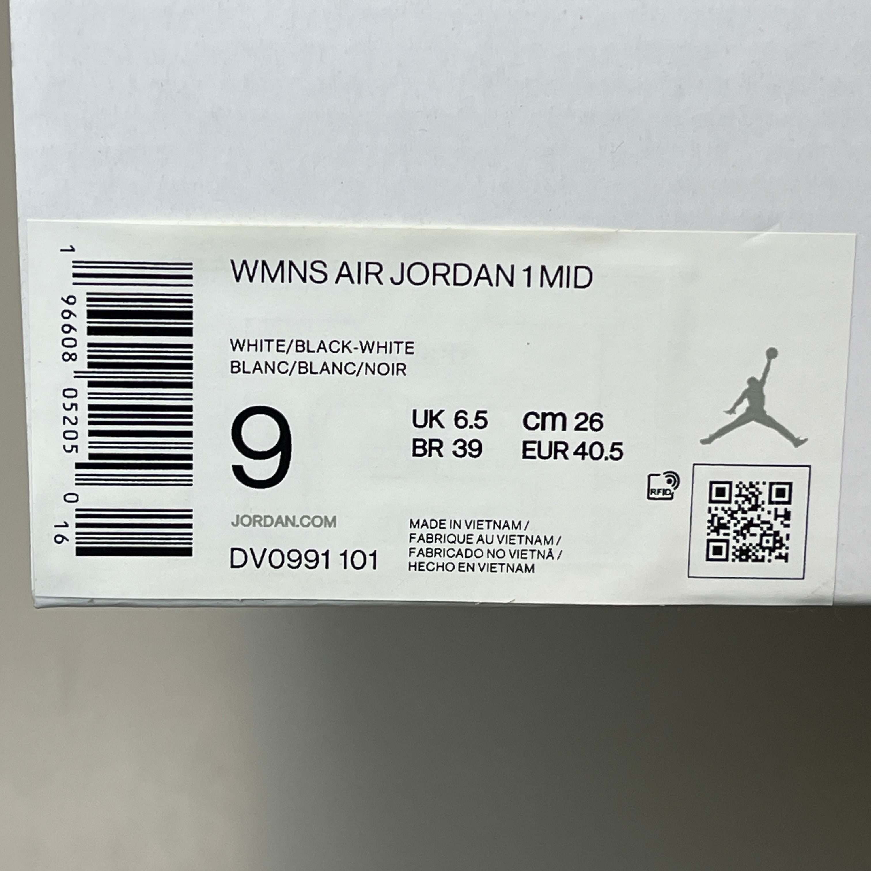 NIKE AIR JORDAN 1 Mid Panda Women's Sz 9 Black / White DV0991-101 (New)