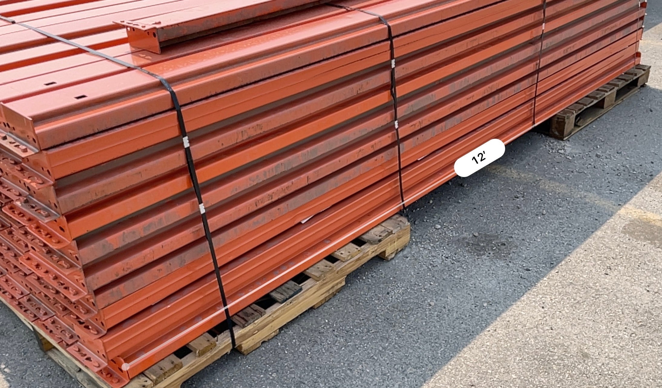 INTERACK Pallet Rack Cross Beam Teardrop Style (Round & Angular) 12 ft  x 6” Orange (Pre-Owned)