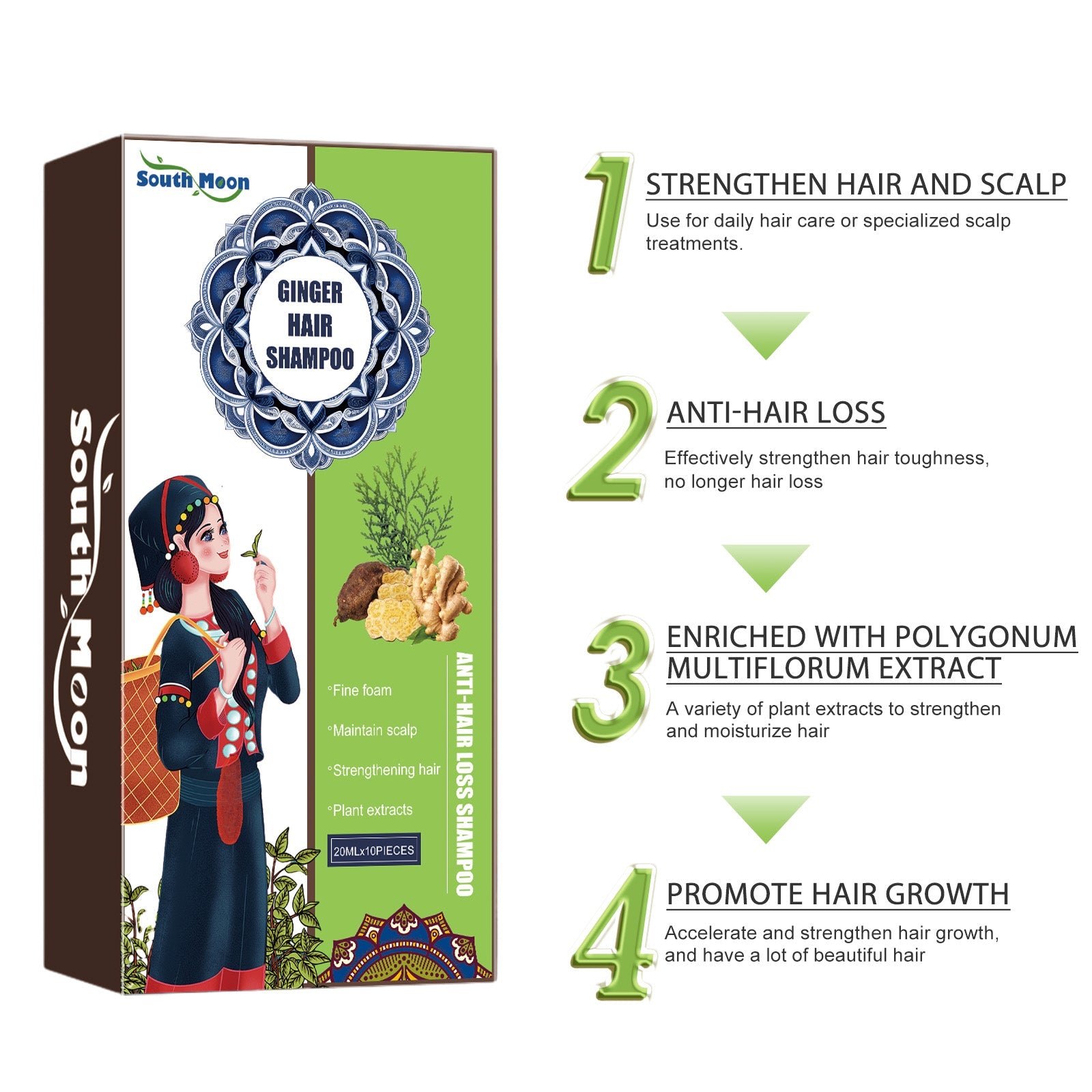 Ginger Care Shampoo Scalp Cleansing, Anti-Break Nourishing Root Strengthening Shampoo
