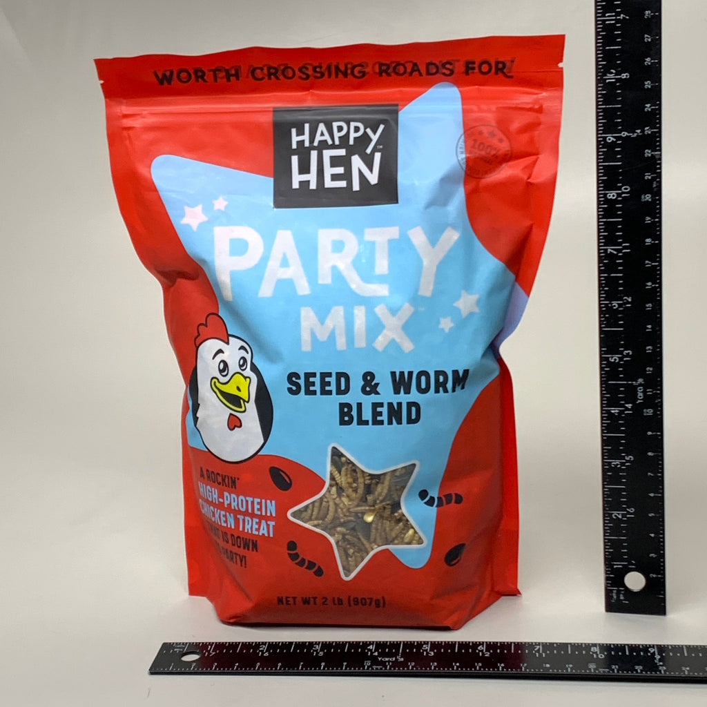 HAPPY HEN (2 PACK) Party Mix Seed & Worm Blend High Protein 2 lbs 855297003261