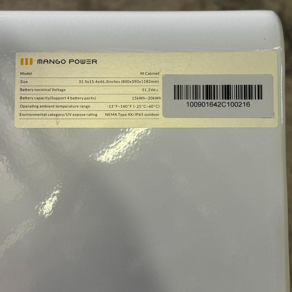 MANGO POWER Solar Home Battery M Cabinet For 15Kwh-20Kwh Batteries White (Cabinet Only)