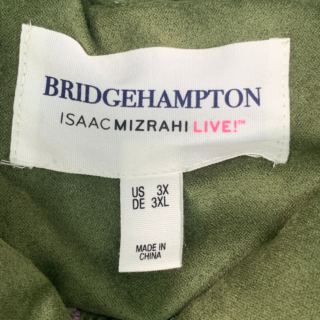 BRIDGE HAMPTON ISSAC MIZRAHI LIVE! Faux Suede Coat Full Snap Up Basil Size 3X