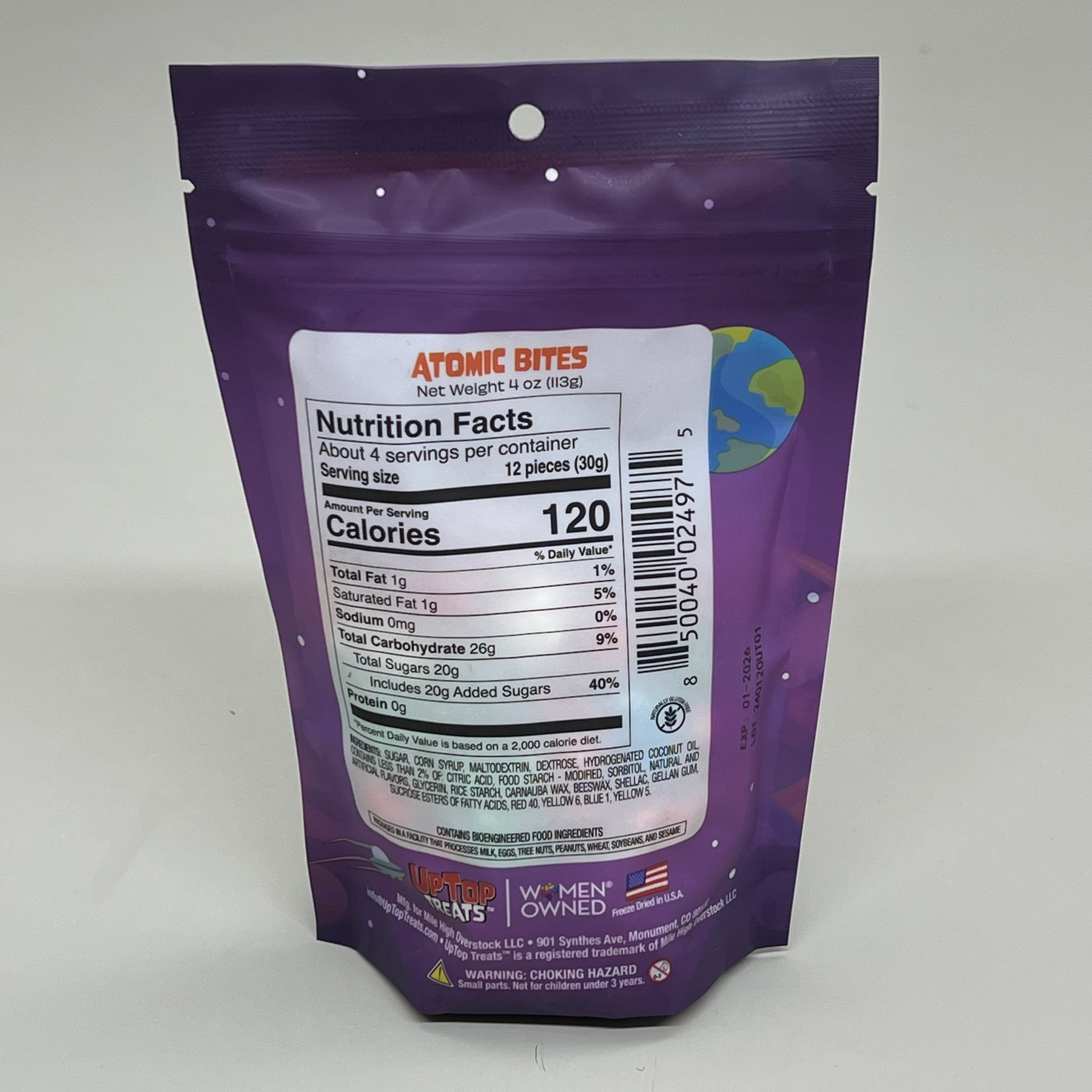 UPTOP TREATS (3 PACK) Atomic Bites Freeze Dried Candy 5 Flavors 4.0 oz BB 01/26