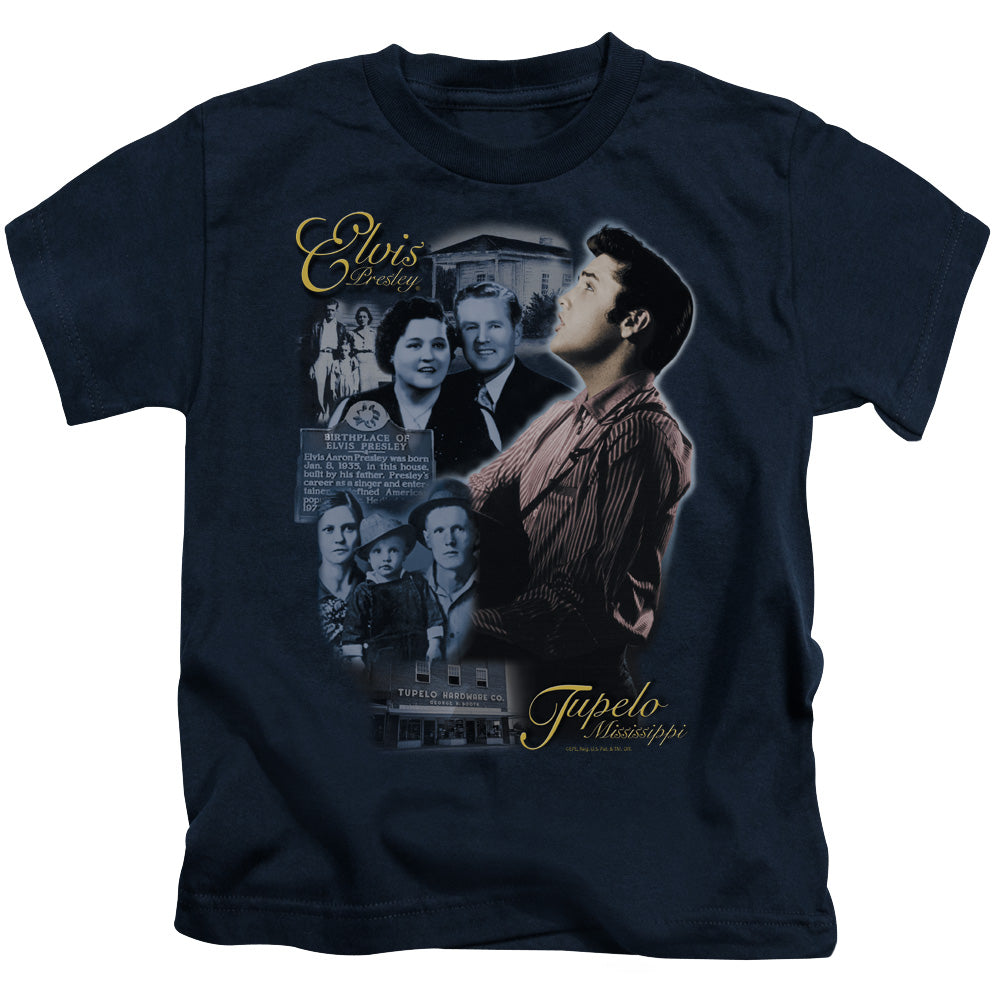 Elvis Presley Tupelo Juvenile Kids Youth T Shirt Navy Blue