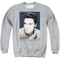 Elvis Presley Blue Sparkle Mens Crewneck Sweatshirt Athletic Heather
