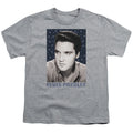 Elvis Presley Blue Sparkle Kids Youth T Shirt Athletic Heather