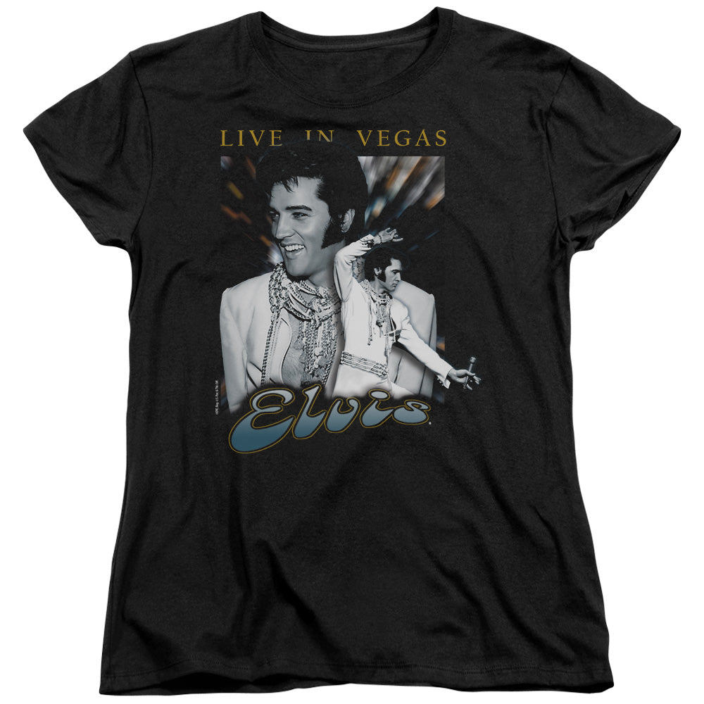 Elvis Presley Live in Vegas Womens T Shirt Black Officially Licensed