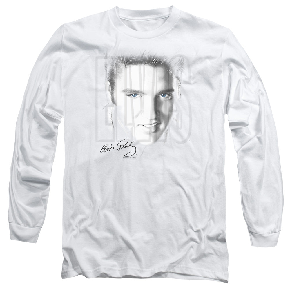 Elvis Presley Blue Eyes Mens Long Sleeve Shirt White Officially Licensed Officially Licensed