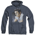 Elvis Presley Blue Profile Heather Mens Hoodie Navy Blue Officially Licensed