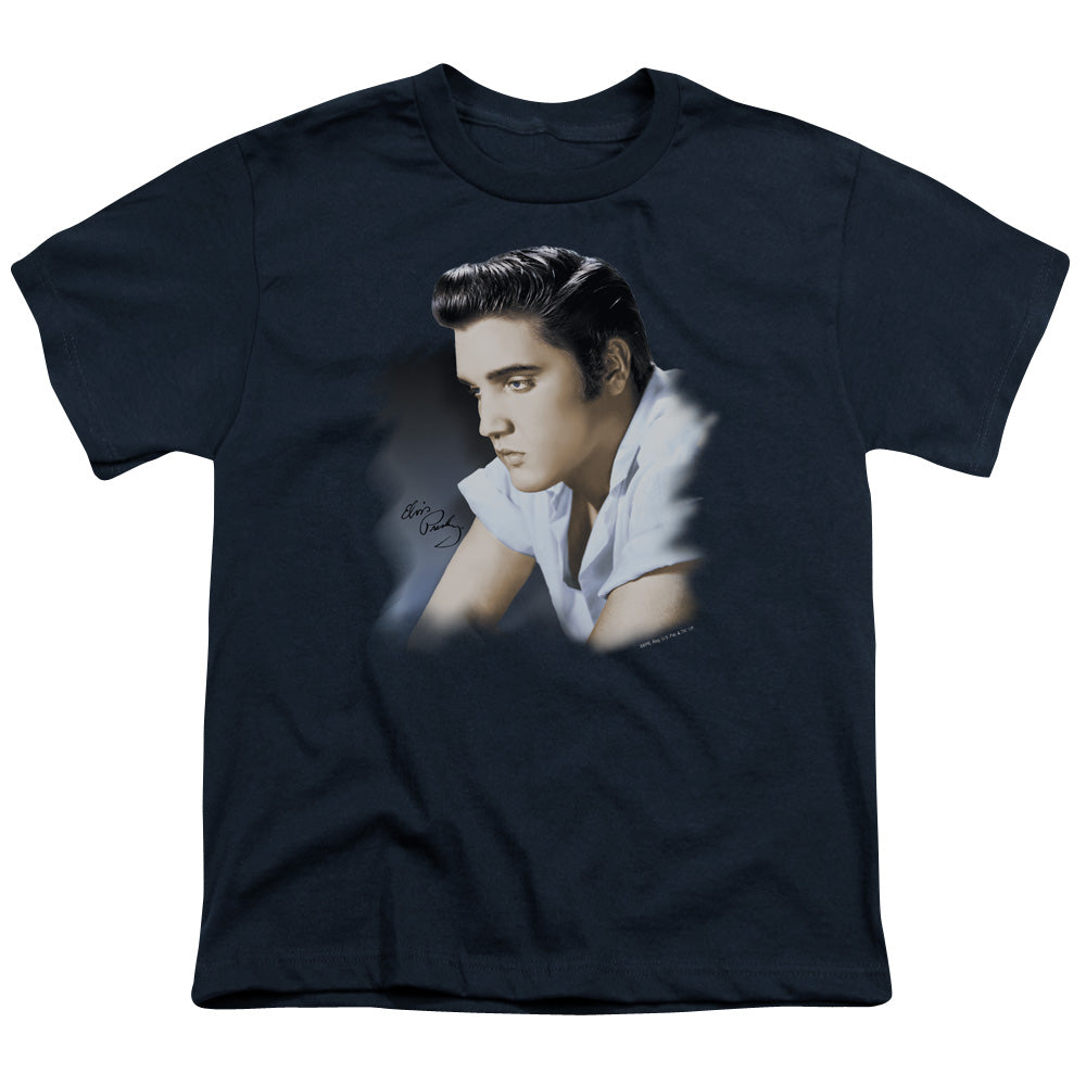 Elvis Presley Blue Profile Kids Youth T Shirt Navy Blue Officially Licensed