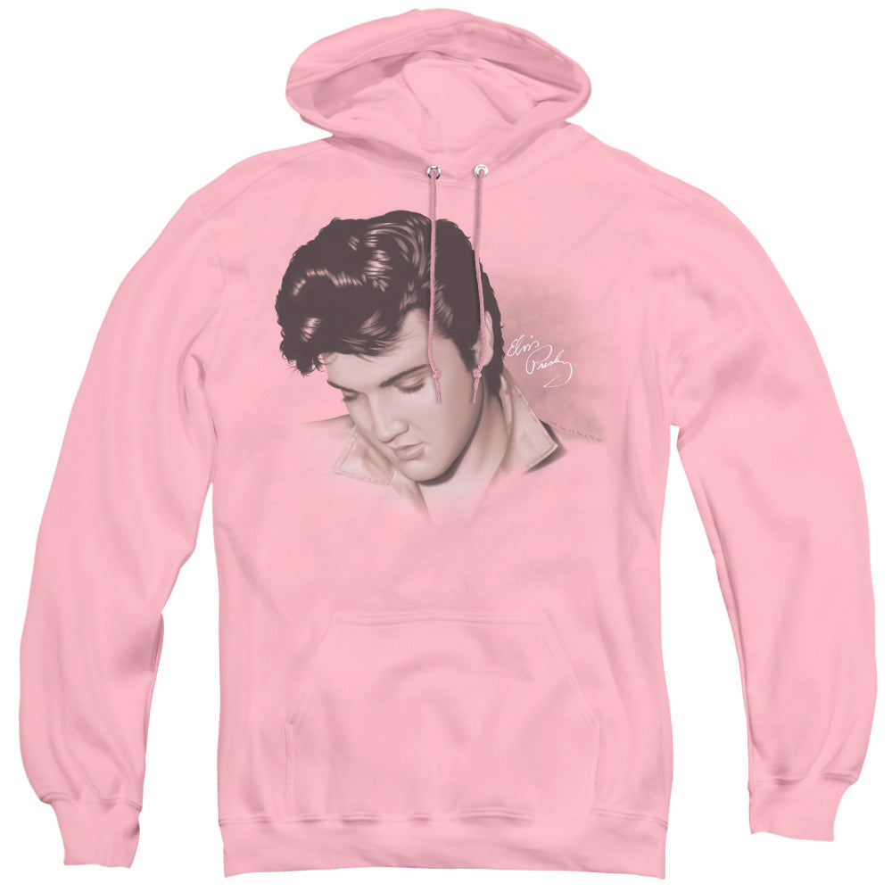 Elvis Presley Looking Down Mens Hoodie Pink Officially Licensed