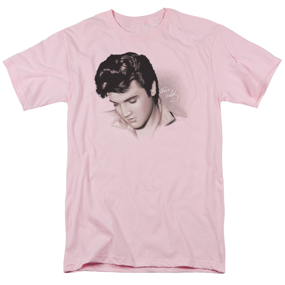 Elvis Presley Looking Down Mens T Shirt Pink Officially Licensed