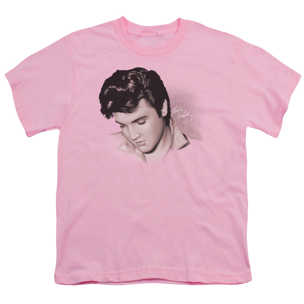 Elvis Presley Looking Down Kids Youth T Shirt Pink Officially Licensed