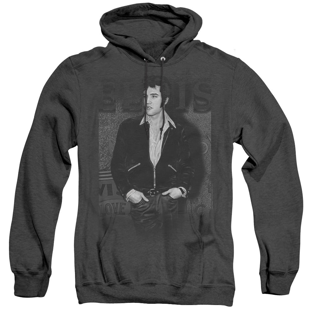 Elvis Presley Just Cool Heather Mens Hoodie Black Officially Licensed