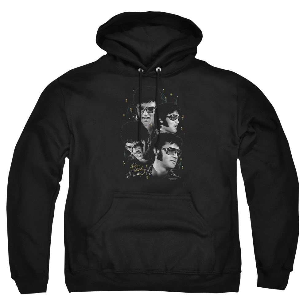 Elvis Presley Faces Mens Hoodie Black Officially Licensed