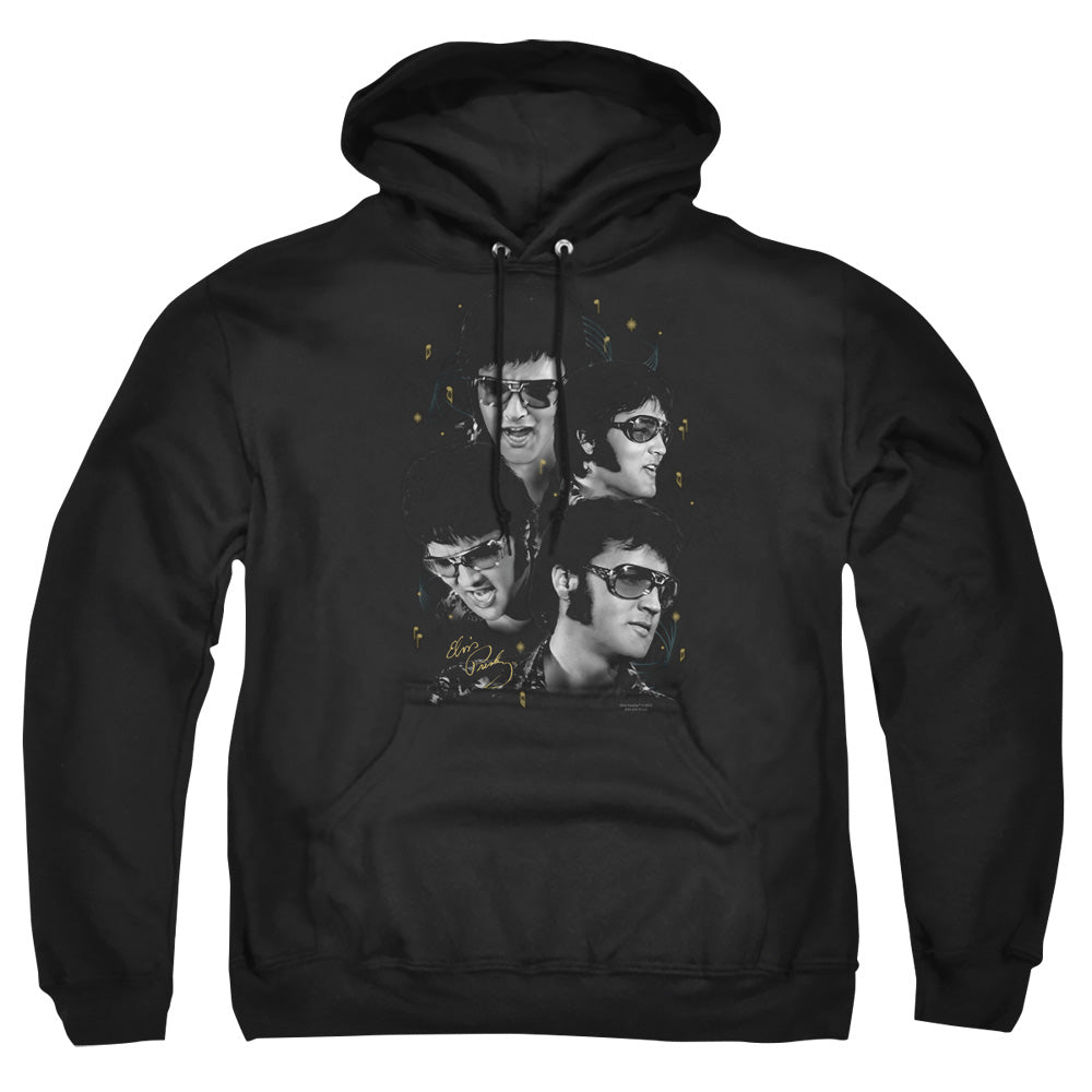 Elvis Presley Faces Mens Hoodie Black Officially Licensed
