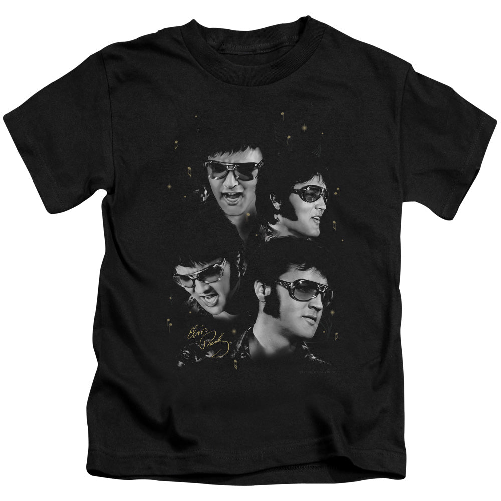 Elvis Presley Faces Juvenile Kids Youth T Shirt Black Officially Licensed
