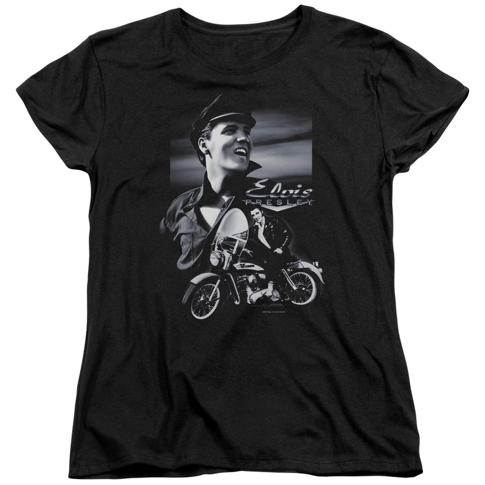 Elvis Presley Motorcycle Womens T Shirt Black Officially Licensed