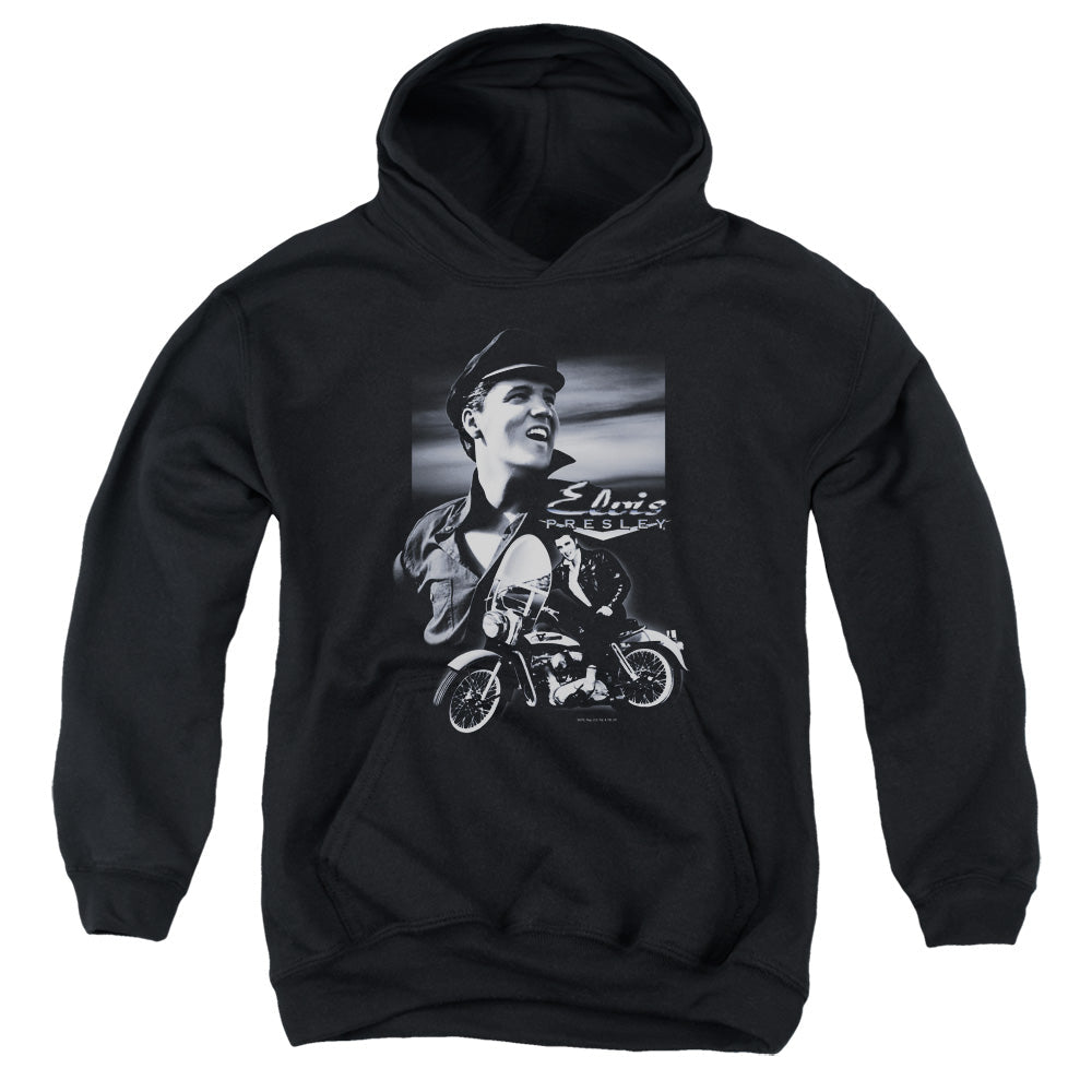 Elvis Presley Motorcycle Kids Youth Hoodie Black Officially Licensed