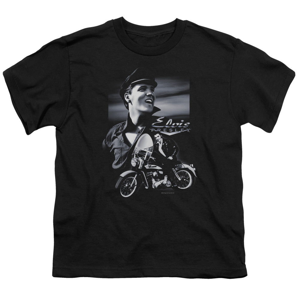 Elvis Presley Motorcycle Kids Youth T Shirt Black Officially Licensed