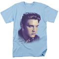 Elvis Presley Big Portrait Mens T Shirt Light Blue Officially Licensed