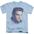 Elvis Presley Big Portrait Juvenile Kids Youth T Shirt Light Blue Officially Licensed