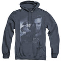 Elvis Presley Reverent Heather Mens Hoodie Navy Blue Officially Licensed