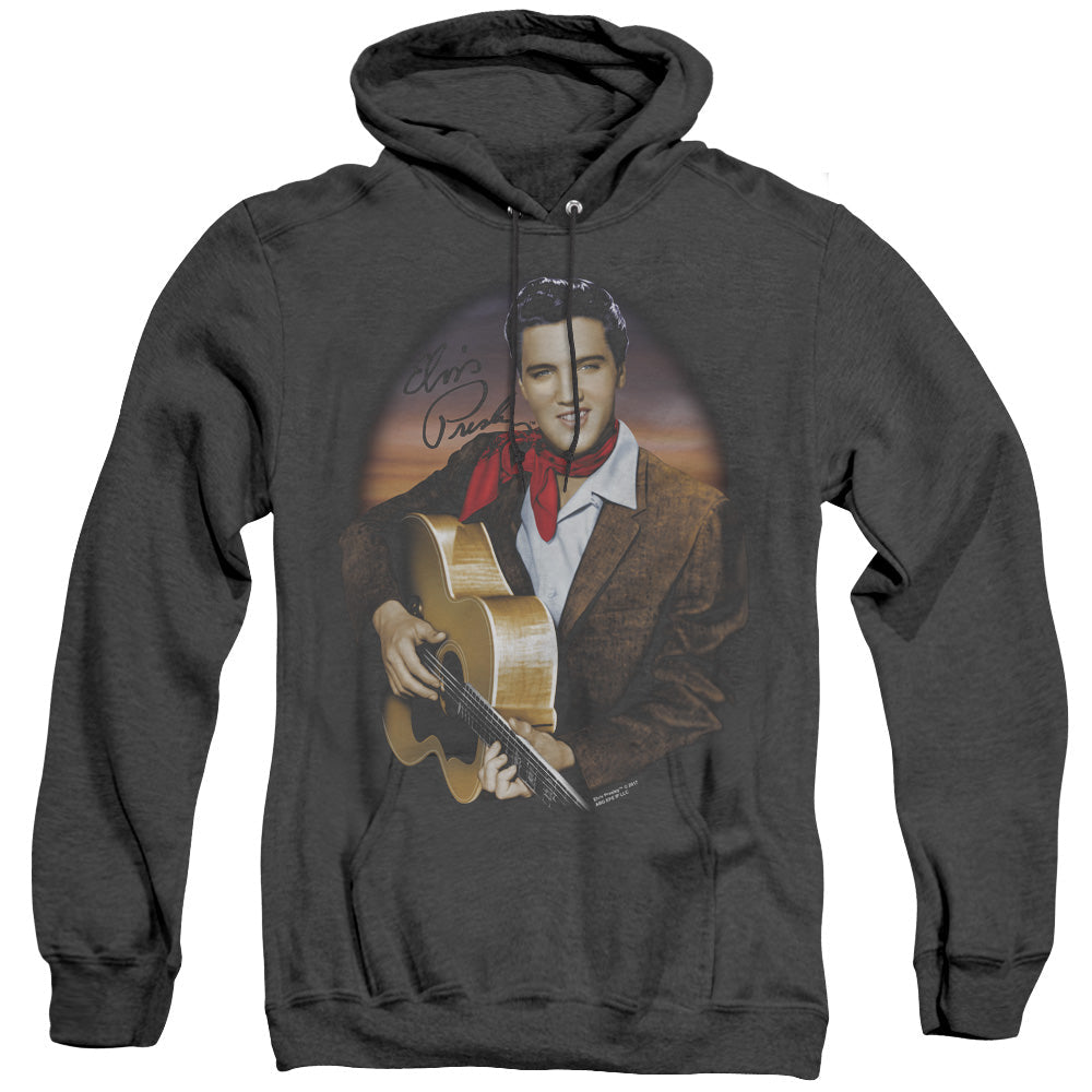 Elvis Presley Red Scarf #2 Heather Mens Hoodie Black Officially Licensed