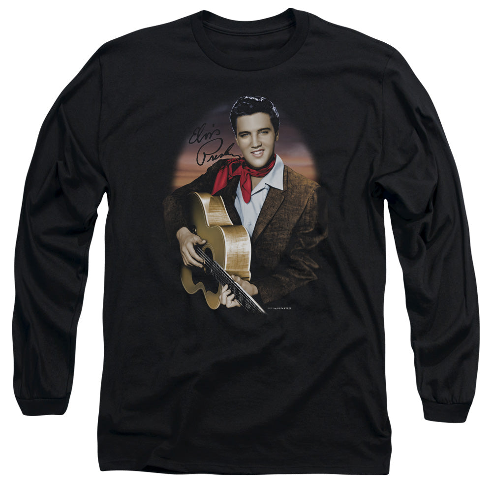 Elvis Presley Red Scarf #2 Mens Long Sleeve Shirt Black Officially Licensed Officially Licensed