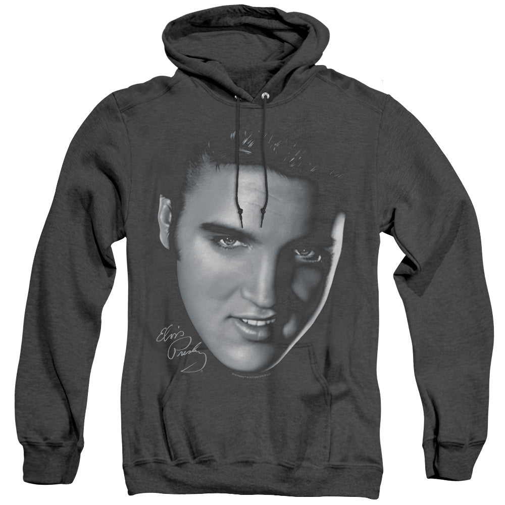 Elvis Presley Big Face Heather Mens Hoodie Black Officially Licensed