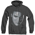 Elvis Presley Big Face Heather Mens Hoodie Black Officially Licensed