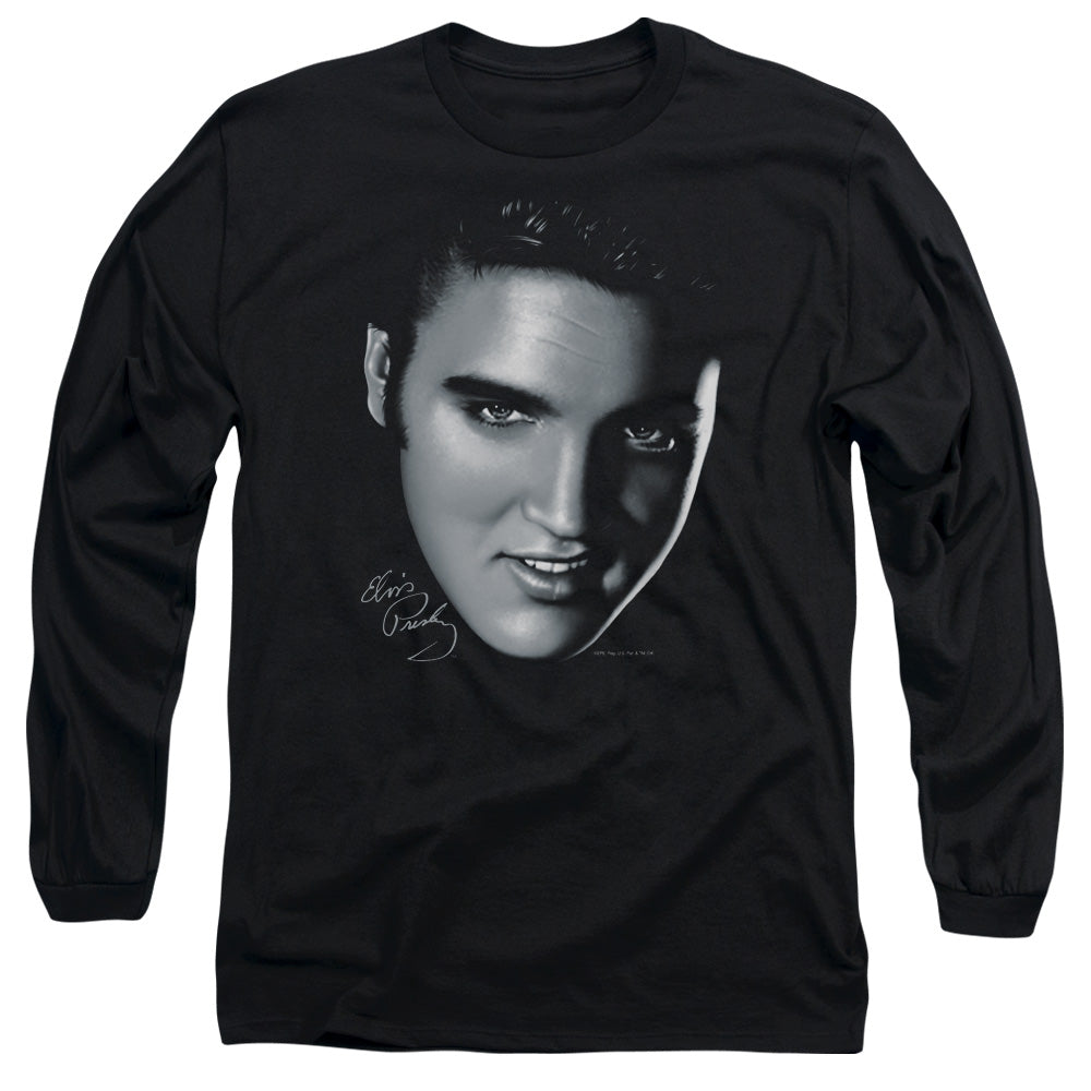 Elvis Presley Big Face Mens Long Sleeve Shirt Black Officially Licensed Officially Licensed