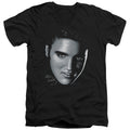 Elvis Presley Big Face Mens Slim Fit V-Neck T Shirt Black Officially Licensed