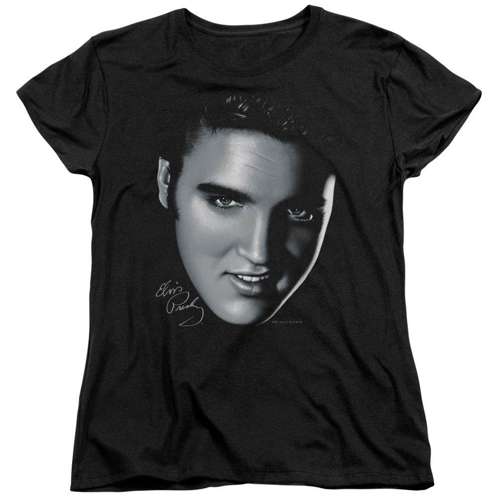 Elvis Presley Big Face Womens T Shirt Black Officially Licensed