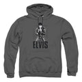 Elvis Presley Leather Mens Hoodie Charcoal Officially Licensed