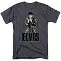 Elvis Presley Leather Mens T Shirt Charcoal Officially Licensed