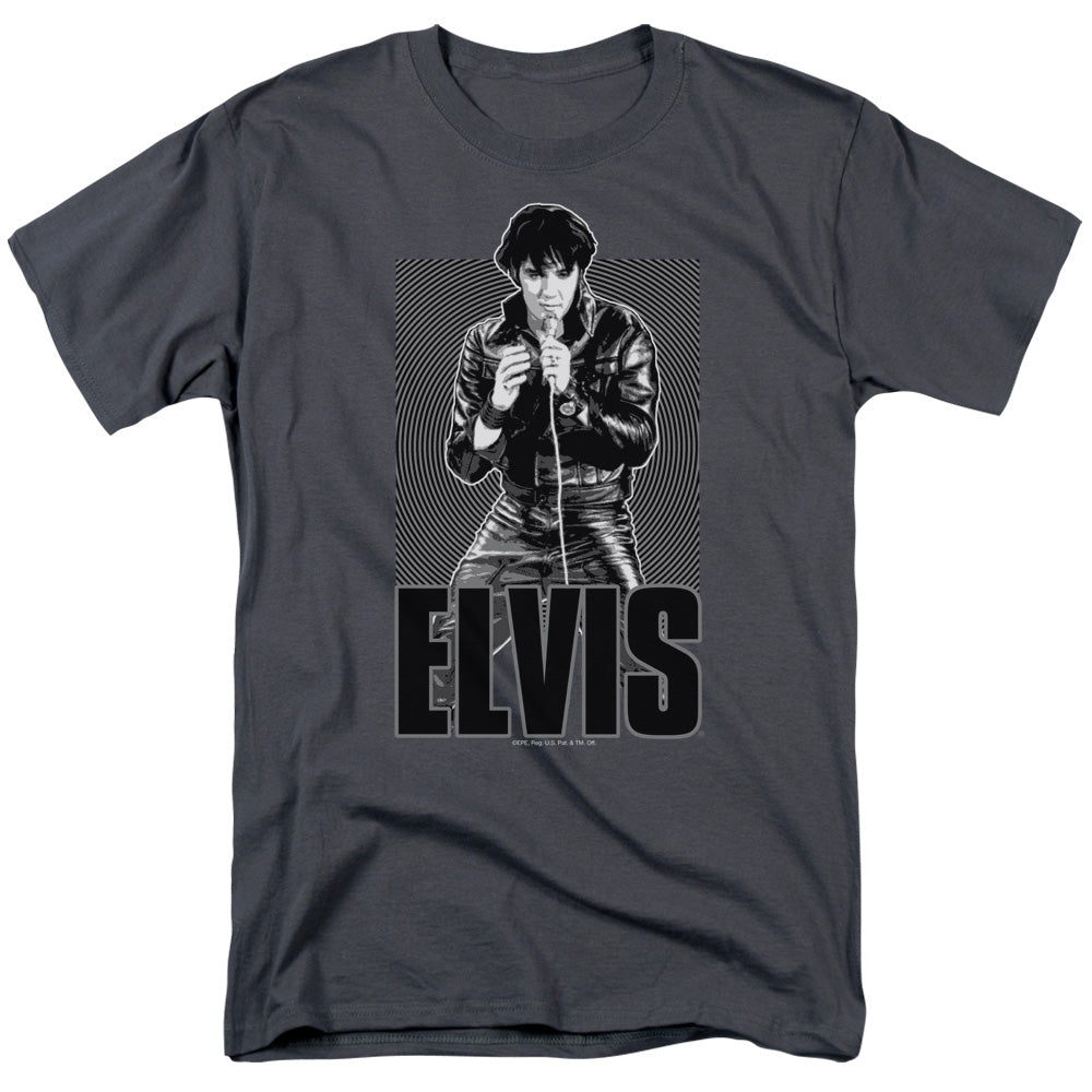 Elvis Presley Leather Mens T Shirt Charcoal Officially Licensed