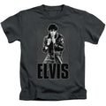 Elvis Presley Leather Juvenile Kids Youth T Shirt Charcoal Officially Licensed
