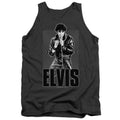 Elvis Presley Leather Mens Tank Top Shirt Charcoal Officially Licensed