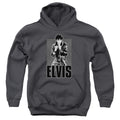 Elvis Presley Leather Kids Youth Hoodie Charcoal Officially Licensed