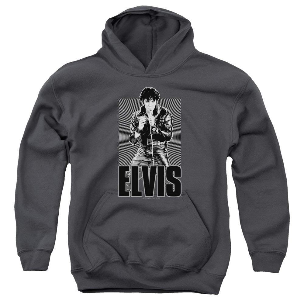 Elvis Presley Leather Kids Youth Hoodie Charcoal Officially Licensed