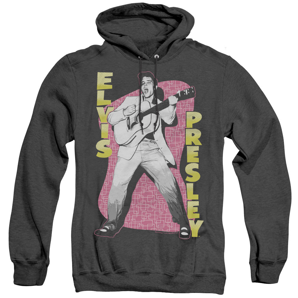 Elvis Presley Pink Rock Heather Mens Hoodie Black Officially Licensed