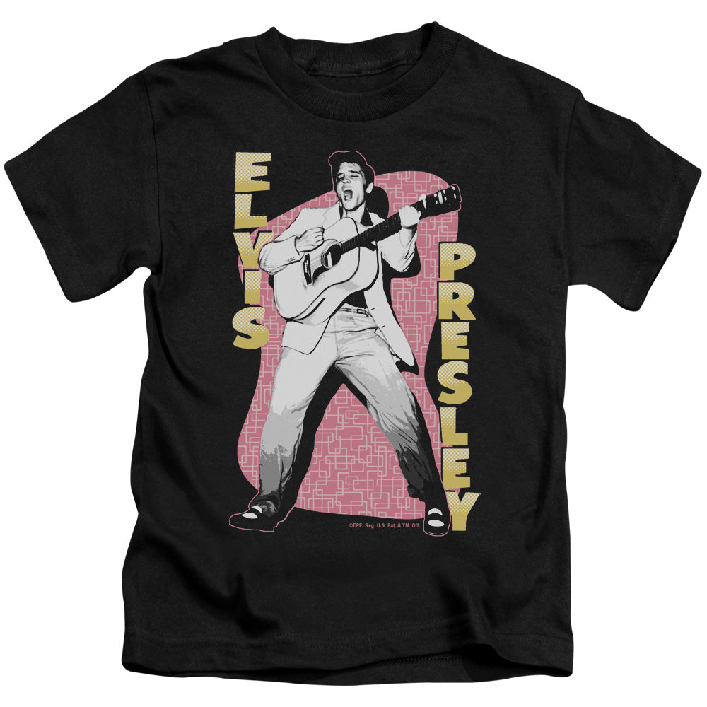 Elvis Presley Pink Rock Juvenile Kids Youth T Shirt Black Officially Licensed