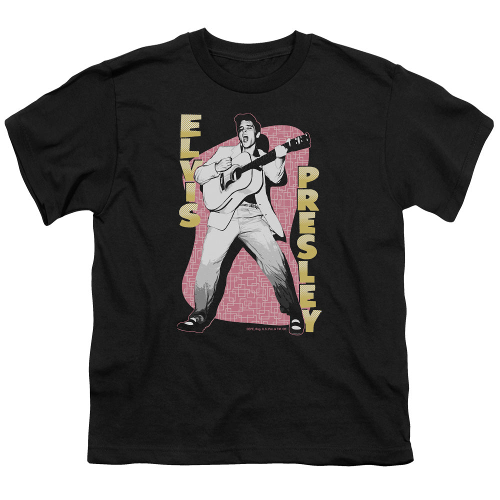 Elvis Presley Pink Rock Kids Youth T Shirt Black Officially Licensed