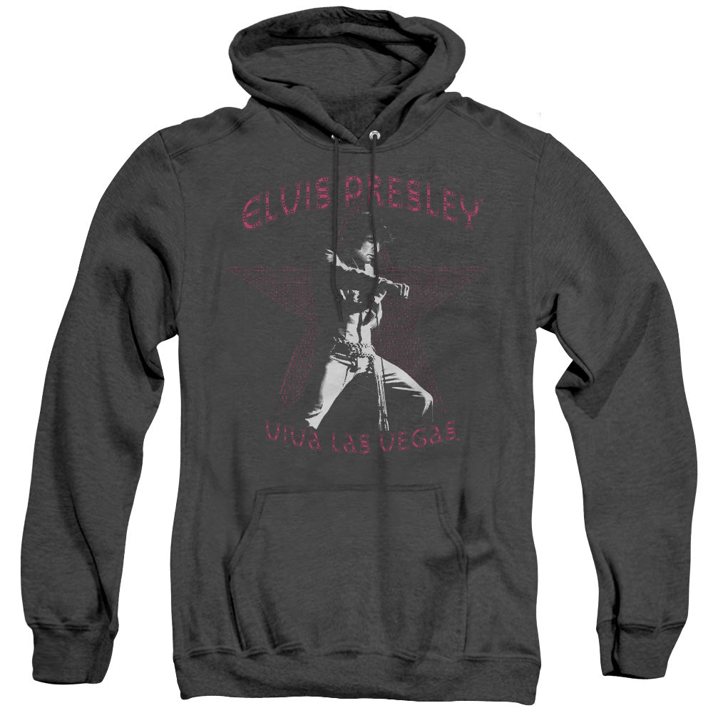 Elvis Presley Viva Las Vegas Star Heather Mens Hoodie Black Officially Licensed
